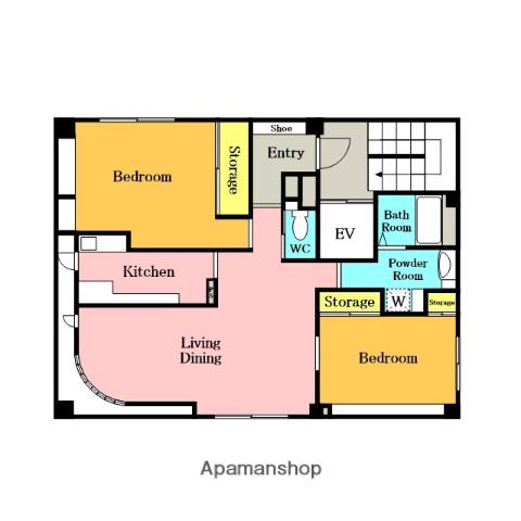 グランメディオ与野(2LDK/5階)の間取り写真