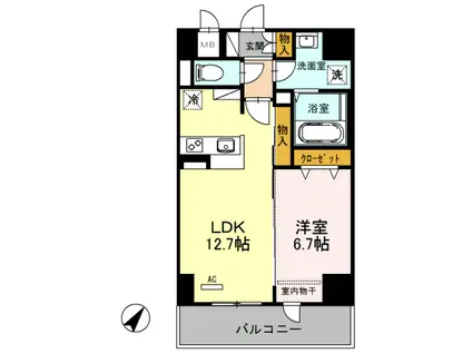 シェルト新都心(1LDK/7階)の間取り写真