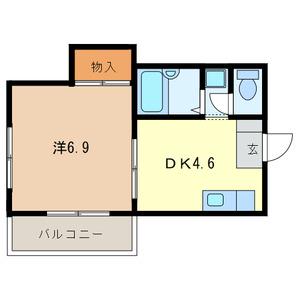 ゴッドマンション(1DK/1階)の間取り写真