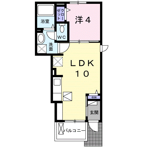 チェリーヒルⅡ(1LDK/1階)の間取り写真