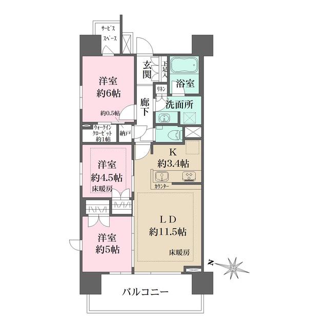 ザ・パークハウスさいたま新都心(3LDK/10階)の間取り写真