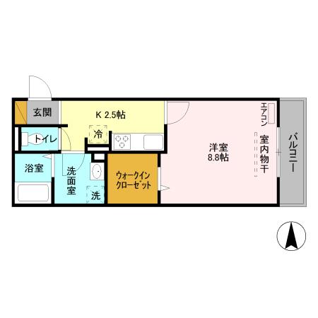 プレシャスガーネット(1K/2階)の間取り写真