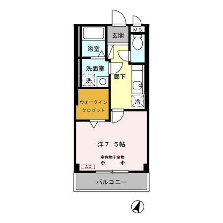 プランドール(1K/2階)の間取り写真