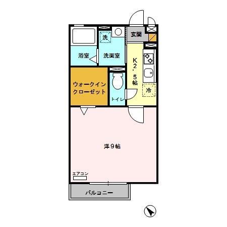 リビングタウン三橋(1K/2階)の間取り写真