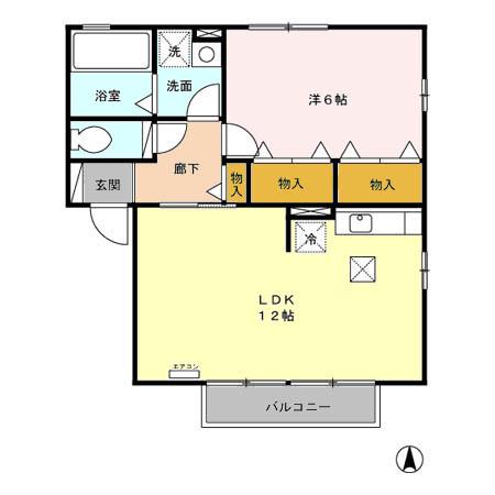 COMFORT(1LDK/1階)の間取り写真