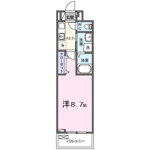 メルヴェーユ七里(1K/2階)の間取り写真