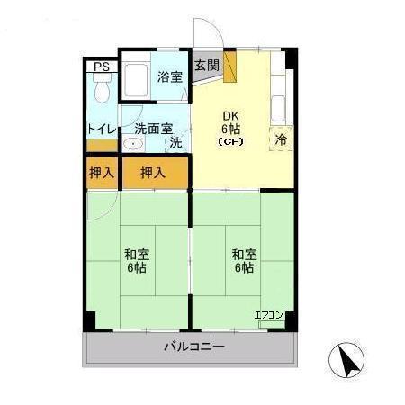 ヴィラ松本(2DK/3階)の間取り写真