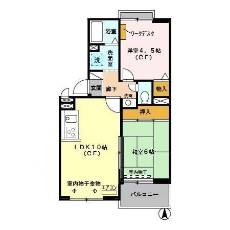 ピュアコート参番館(2LDK/2階)の間取り写真