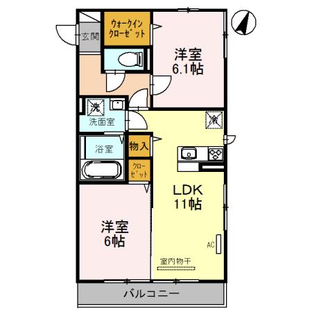 ソレイユ・ドミュール(2LDK/3階)の間取り写真