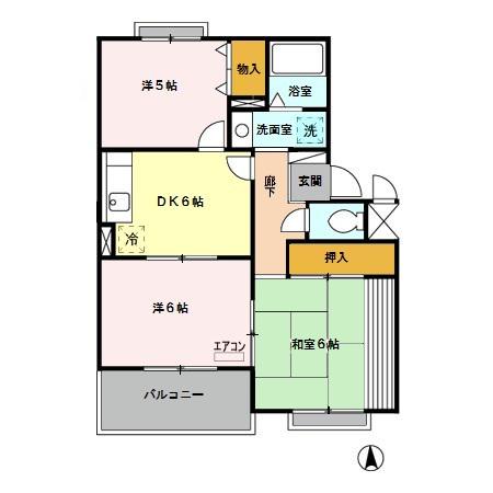 ピュアコート弐番館(3DK/2階)の間取り写真