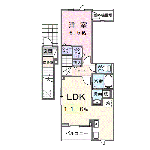 フローラル グレイス(1LDK/2階)の間取り写真