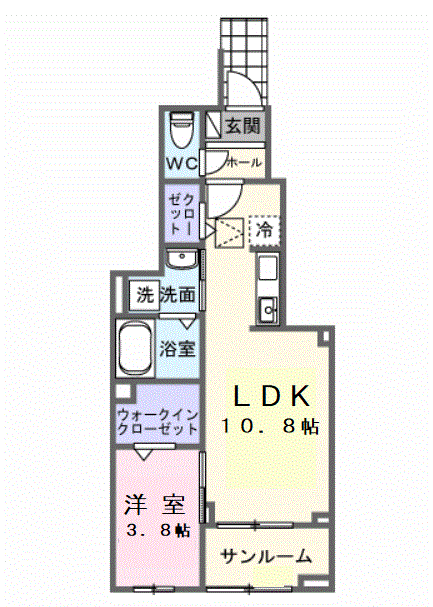 フローラル グレイス(1LDK/1階)の間取り写真