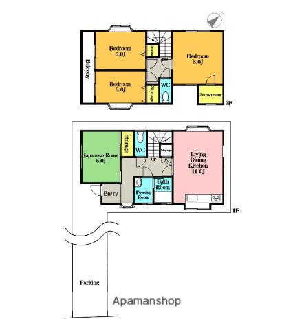 京浜東北・根岸線 大宮駅(埼玉) バス乗車時間：14分 円蔵院下バス停で下車 徒歩3分 2階建 築28年(4SLDK)の間取り写真