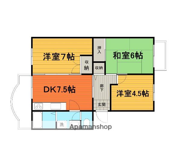 グレイスマンション与野Ⅰ(3DK/4階)の間取り写真