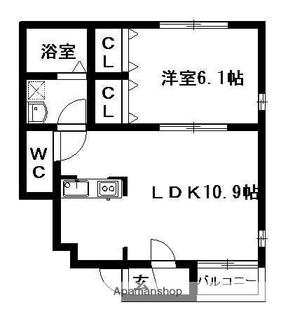 サン・ヴェルデ(1LDK/1階)の間取り写真