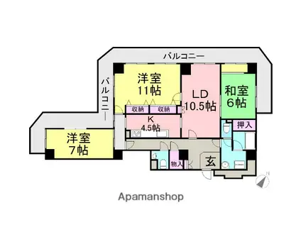 アルーサ北与野ノースピア上落合5号棟(3LDK/19階)の間取り写真