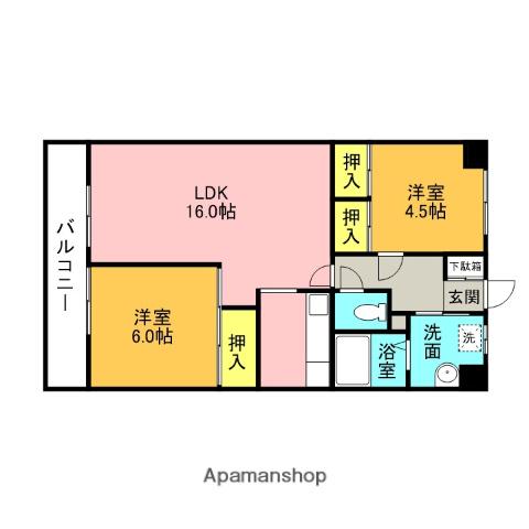 リバーヒルズ(2LDK/3階)の間取り写真