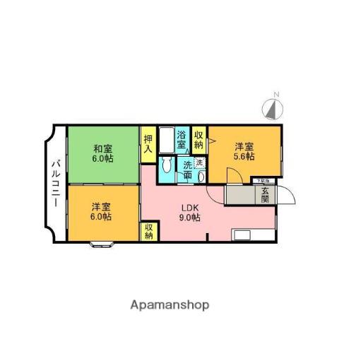 ランドフォレスト北越谷2(3LDK/3階)の間取り写真