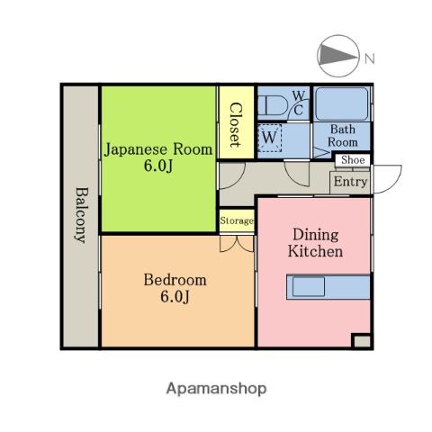 柊館Ⅰ・Ⅱ(2DK/1階)の間取り写真