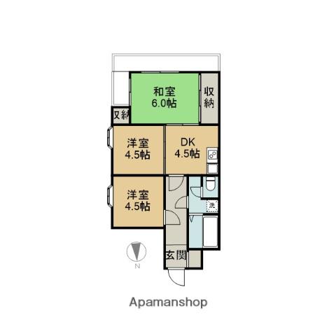 セザール春日部(3DK/4階)の間取り写真