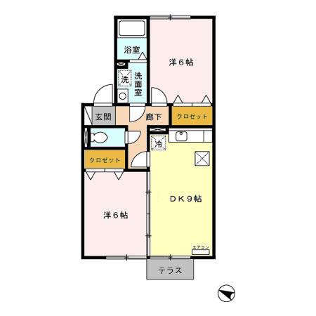 シャルム(2DK/1階)の間取り写真