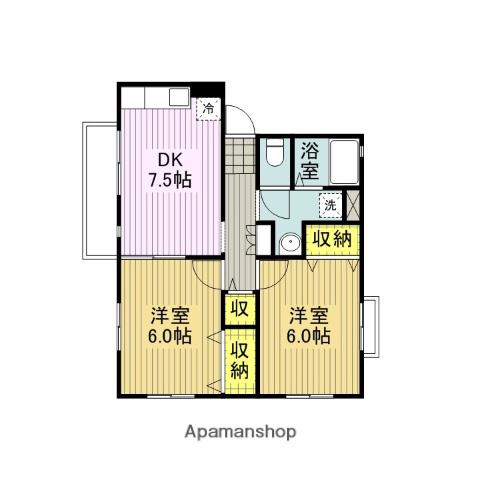 ウィスタリア2(2DK/2階)の間取り写真