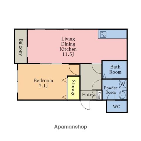 HANAマンション(1LDK/3階)の間取り写真