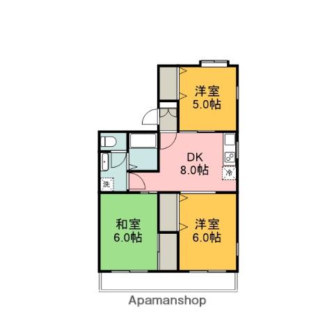 プレジデント深田2(2LDK/3階)の間取り写真