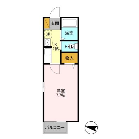 メゾン・デ・フルール(1K/2階)の間取り写真