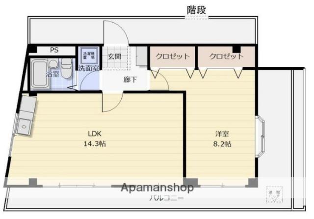 森ビル(1LDK/4階)の間取り写真