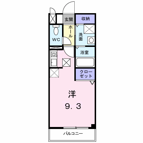 ヴィオレット(ワンルーム/1階)の間取り写真