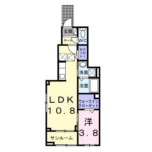 ヴェルドミール(1LDK/1階)の間取り写真