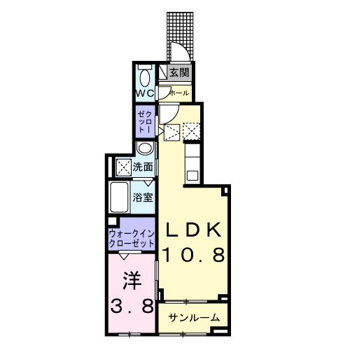 ヴェルドミール(1LDK/1階)の間取り写真
