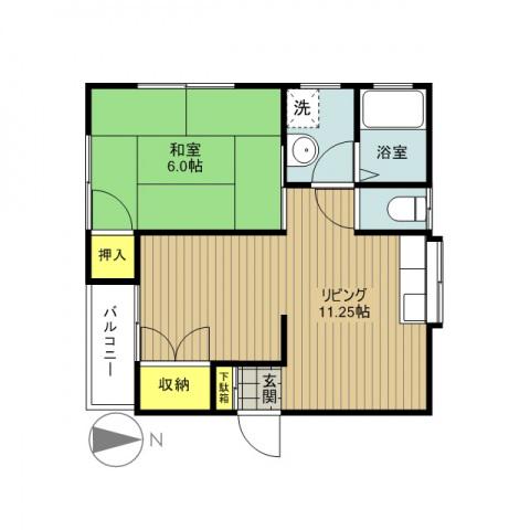 コーポフラット(1LDK/2階)の間取り写真