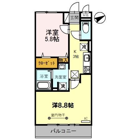 アンクレージュ(2K/1階)の間取り写真