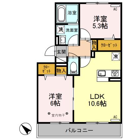 GEMINI(2LDK/3階)の間取り写真