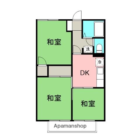 プレジールベア2(2DK/2階)の間取り写真