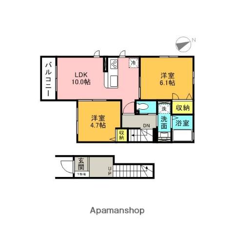 セリシール(2LDK/2階)の間取り写真