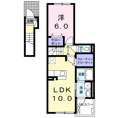 ボヌール梅田 Ⅱ(1LDK/2階)の間取り写真