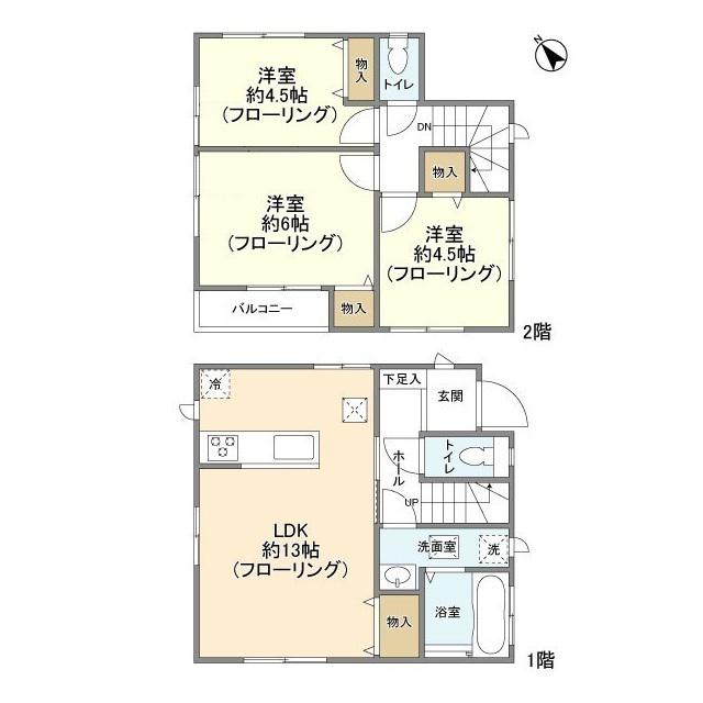 東武伊勢崎・大師線 大袋駅 徒歩22分 2階建 築5年(3LDK)の間取り写真