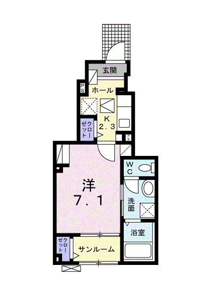 アーバン グランデ(1K/1階)の間取り写真