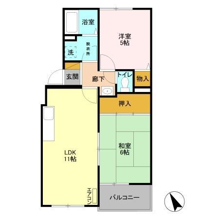メゾンセピアC(2LDK/1階)の間取り写真