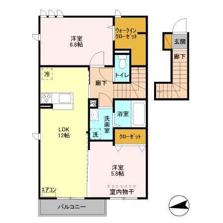 BEANS(2LDK/2階)の間取り写真