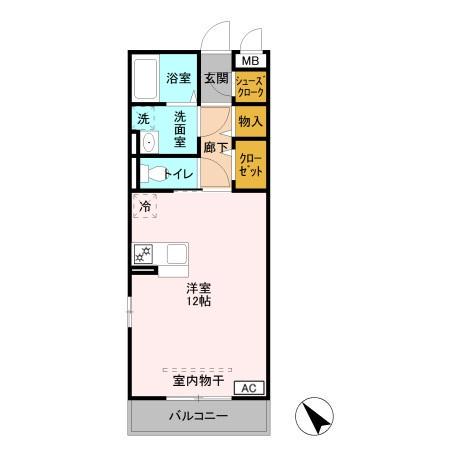 GLORIOUS(ワンルーム/3階)の間取り写真