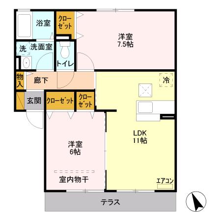 エクセル(2LDK/1階)の間取り写真