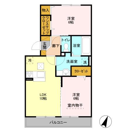 GRAND MER/RE CIEL RE CIEL(2LDK/1階)の間取り写真