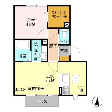 ピラタスⅩⅤ(1LDK/1階)の間取り写真