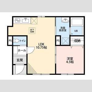 リーブルファイン越谷宮本町(1LDK/1階)の間取り写真