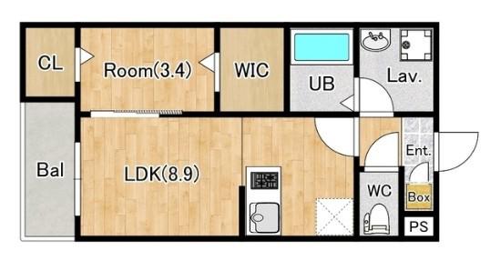ジーメゾン越谷下間久里(1LDK/1階)の間取り写真