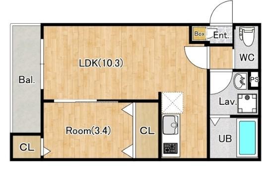 ジーメゾン越谷下間久里(1LDK/3階)の間取り写真